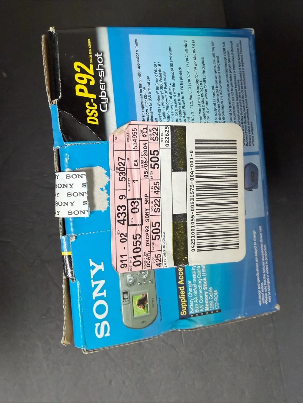 Sony CyberShot DSC-P92 5.0MP 3X Optical Zoom Digital Camera BOX/MANUAL ONLY